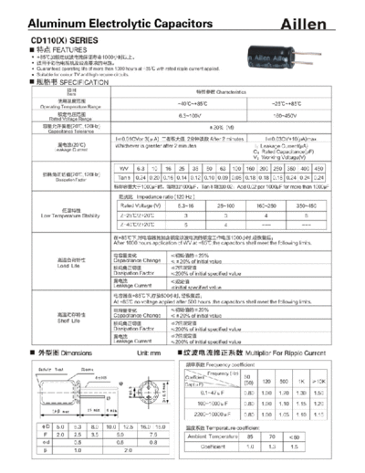 Aillen [radial thru-hole] CD110X Series  . Electronic Components Datasheets Passive components capacitors Aillen Aillen [radial thru-hole] CD110X Series.pdf