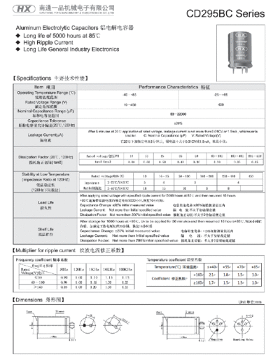 HX [Nantong Yipin] HX [snap-in] CD295 BC PARTIAL-  . Electronic Components Datasheets Passive components capacitors HX [Nantong Yipin] HX [snap-in] CD295 BC PARTIAL-.pdf