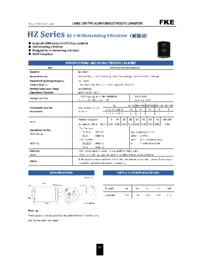 FKE [snap-in] HZ SERIES Series  . Electronic Components Datasheets Passive components capacitors FKE FKE [snap-in] HZ SERIES Series.pdf