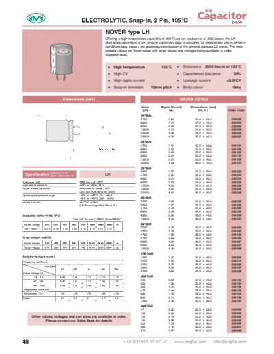 Nover [radial thru-hole] LH Series  . Electronic Components Datasheets Passive components capacitors Nover Nover [radial thru-hole] LH Series.pdf