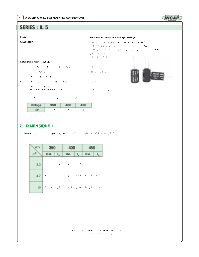 Incap [radial thru-hole] IL5 Series  . Electronic Components Datasheets Passive components capacitors Incap Incap [radial thru-hole] IL5 Series.pdf