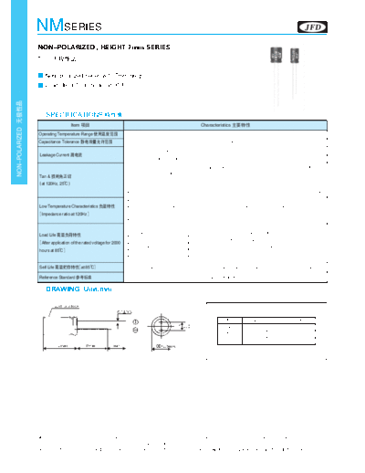 JFD [Jinfuda] JFD [non-polar radial] NM Series  . Electronic Components Datasheets Passive components capacitors JFD [Jinfuda] JFD [non-polar radial] NM Series.pdf