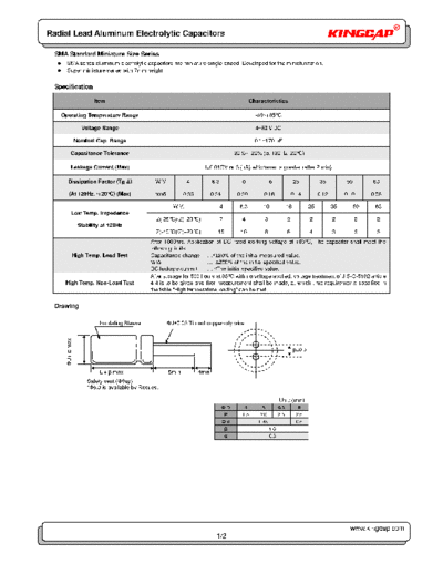 Kingcap [radial] SMA Series  . Electronic Components Datasheets Passive components capacitors Kingcap Kingcap [radial] SMA Series.pdf