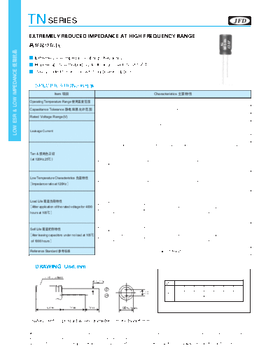 JFD [Jinfuda] JFD [radial thru-hole] TN Series  . Electronic Components Datasheets Passive components capacitors JFD [Jinfuda] JFD [radial thru-hole] TN Series.pdf