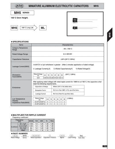 Seacon [radial thru-hole] MH5 Series  . Electronic Components Datasheets Passive components capacitors Seacon Seacon [radial thru-hole] MH5 Series.pdf