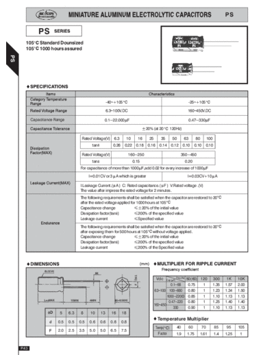 Seacon [radial thru-hole] PS Series  . Electronic Components Datasheets Passive components capacitors Seacon Seacon [radial thru-hole] PS Series.pdf