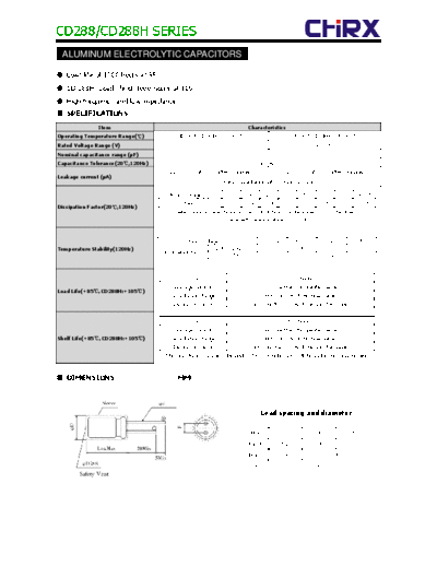 Chirx [radial thru-hole] CD288 Series  . Electronic Components Datasheets Passive components capacitors Chirx Chirx [radial thru-hole] CD288 Series.pdf