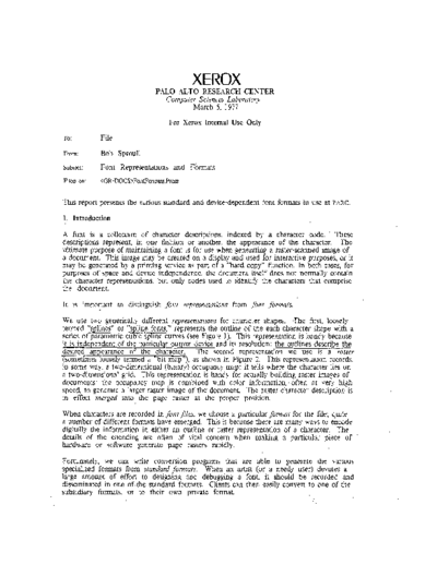 xerox Font Representations and Formats Mar77  xerox alto printing Font_Representations_and_Formats_Mar77.pdf