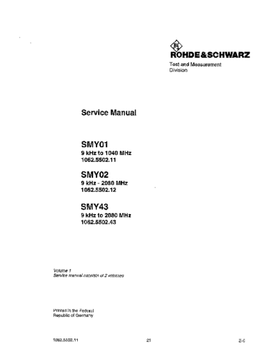 Rohde & Schwarz Rohde and Schwarz SMY Service Manual EN  Rohde & Schwarz Rohde_and_Schwarz_SMY_Service_Manual_EN.pdf