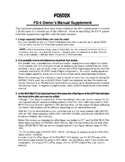 FOSTEX hfe fostex fd-4 supplement en  FOSTEX Audio FD-4 hfe_fostex_fd-4_supplement_en.pdf