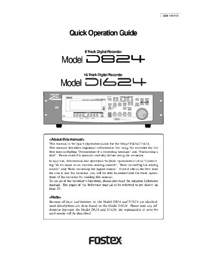 FOSTEX hfe fostex d-824 1624 quick operation guide en  FOSTEX Audio D-1624 hfe_fostex_d-824_1624_quick_operation_guide_en.pdf