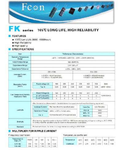 Fcon [radial thru-hole] FK Series  . Electronic Components Datasheets Passive components capacitors Fcon Fcon [radial thru-hole] FK Series.pdf