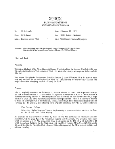 xerox 19790222 Progress Report Pilot  xerox sdd memos_1979 19790222_Progress_Report_Pilot.pdf