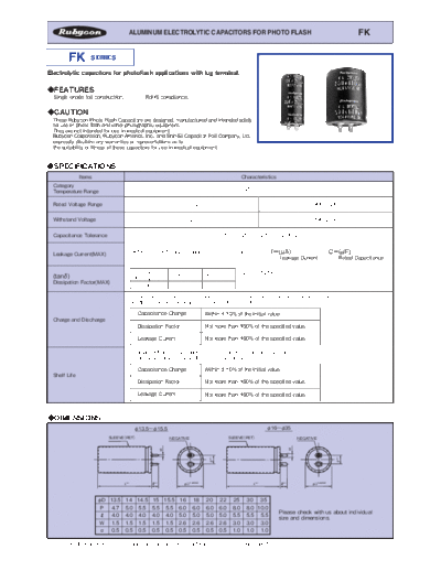 Rubycon [lug-terminal] FK Series  . Electronic Components Datasheets Passive components capacitors Rubycon Rubycon [lug-terminal] FK Series.pdf