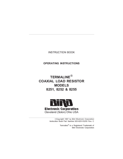 Bird BIRD 8251,8252,8255 Termaline Load Resistor (1997) WW  Bird BIRD 8251,8252,8255 Termaline Load Resistor (1997) WW.pdf