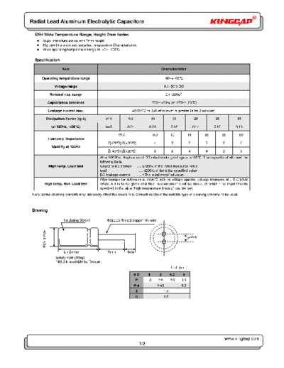 Kingcap [radial] ESH Series  . Electronic Components Datasheets Passive components capacitors Kingcap Kingcap [radial] ESH Series.pdf