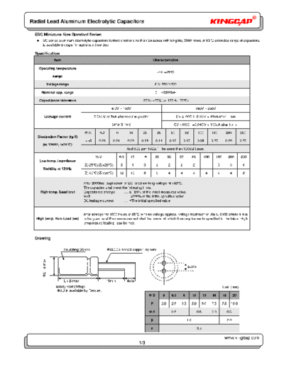 Kingcap [radial] ESC Series  . Electronic Components Datasheets Passive components capacitors Kingcap Kingcap [radial] ESC Series.pdf