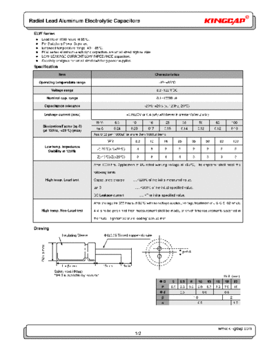 Kingcap [radial] ELW Series  . Electronic Components Datasheets Passive components capacitors Kingcap Kingcap [radial] ELW Series.pdf