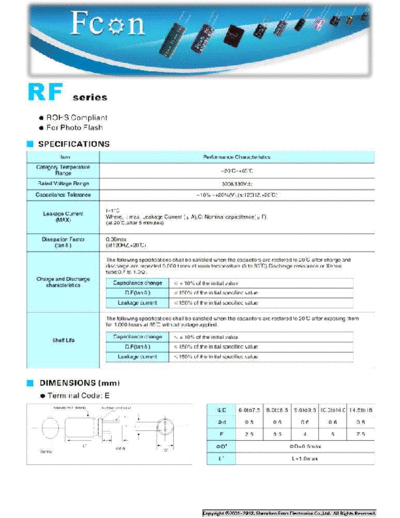 Fcon [radial thru-hole] RF Series  . Electronic Components Datasheets Passive components capacitors Fcon Fcon [radial thru-hole] RF Series.pdf