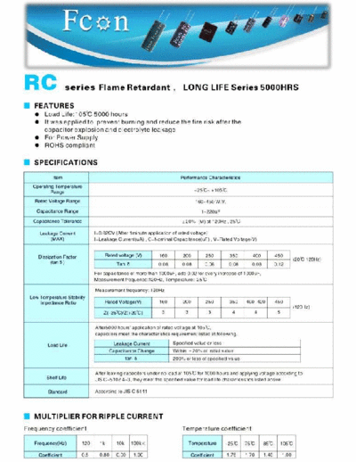 Fcon [radial thru-hole] RC Series  . Electronic Components Datasheets Passive components capacitors Fcon Fcon [radial thru-hole] RC Series.pdf