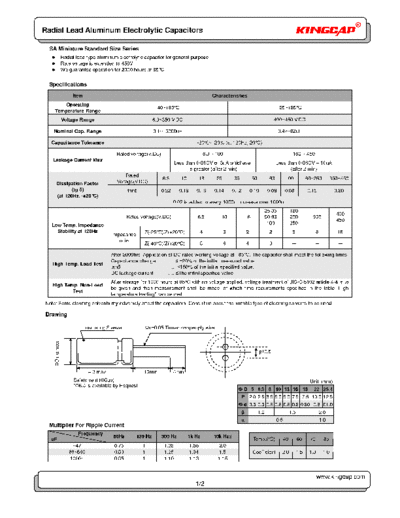 Kingcap [radial] SA Series  . Electronic Components Datasheets Passive components capacitors Kingcap Kingcap [radial] SA Series.pdf