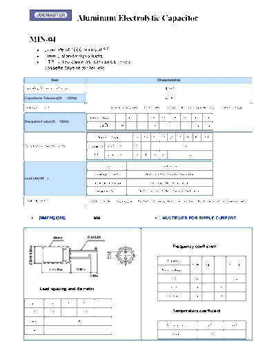 Joemaster [radial] MIN-04 Series  . Electronic Components Datasheets Passive components capacitors Joemaster Joemaster [radial] MIN-04 Series.pdf