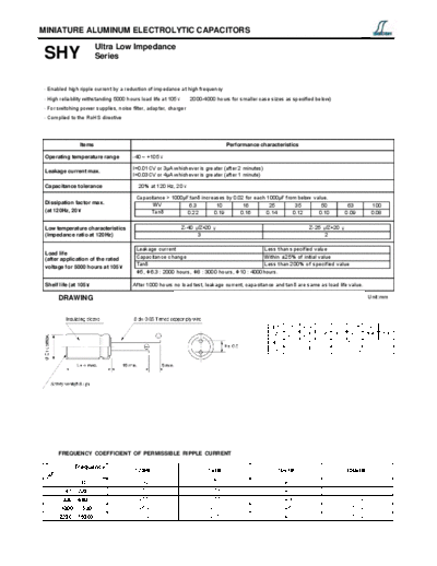 Decon [radial thru-hole] SHY Series  . Electronic Components Datasheets Passive components capacitors Decon Decon [radial thru-hole] SHY Series.pdf