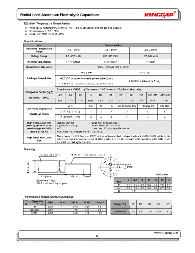 Kingcap [radial] EG Series  . Electronic Components Datasheets Passive components capacitors Kingcap Kingcap [radial] EG Series.pdf