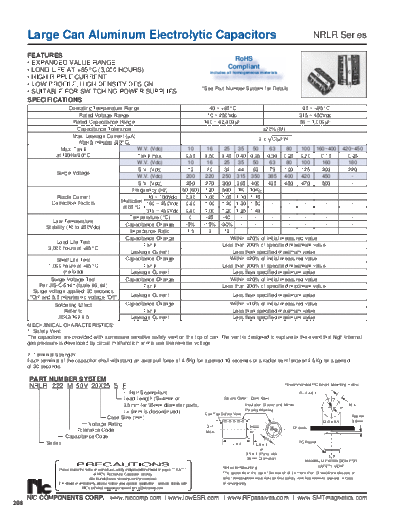 NIC NIC [snap-in] NRLR Series  . Electronic Components Datasheets Passive components capacitors NIC NIC [snap-in] NRLR Series.pdf