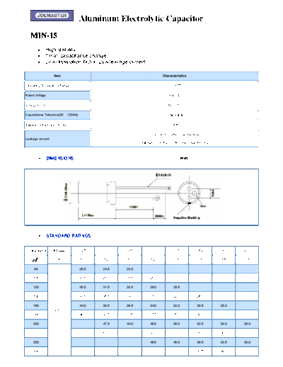 Joemaster [radial] MIN-15 Series  . Electronic Components Datasheets Passive components capacitors Joemaster Joemaster [radial] MIN-15 Series.pdf