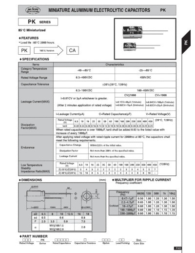 Seacon [radial thru-hole] PK Series  . Electronic Components Datasheets Passive components capacitors Seacon Seacon [radial thru-hole] PK Series.pdf