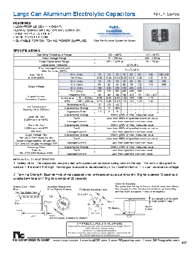 NIC NIC [snap-in] NRLF Series  . Electronic Components Datasheets Passive components capacitors NIC NIC [snap-in] NRLF Series.pdf