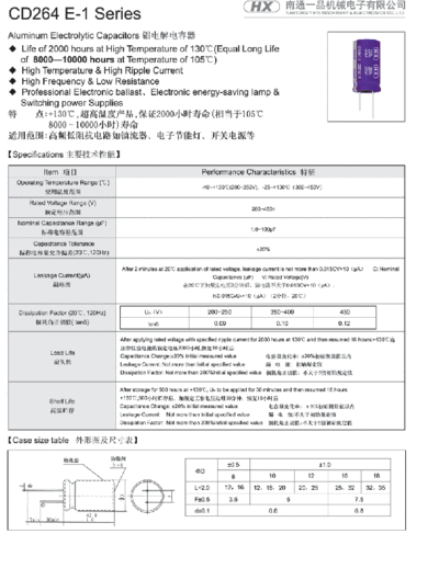 HX [Nantong Yipin] HX [radial thru-hole] CD264-E-1 Series  . Electronic Components Datasheets Passive components capacitors HX [Nantong Yipin] HX [radial thru-hole] CD264-E-1 Series.pdf