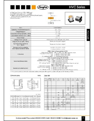 Jianghai [polymer SMD] HVC Series  . Electronic Components Datasheets Passive components capacitors Jianghai Jianghai [polymer SMD] HVC Series.pdf