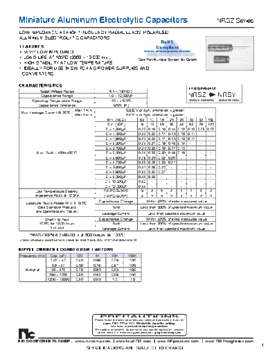 NIC [radial thru-hole] NRSZ Series  . Electronic Components Datasheets Passive components capacitors NIC NIC [radial thru-hole] NRSZ Series.pdf