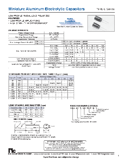 NIC [radial thru-hole] NREL Series  . Electronic Components Datasheets Passive components capacitors NIC NIC [radial thru-hole] NREL Series.pdf