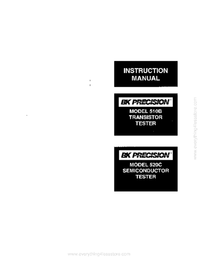 B&K bk model 510b transistor tester model 520c semiconductor tester  . Rare and Ancient Equipment B&K bk_model_510b_transistor_tester_model_520c_semiconductor_tester.pdf