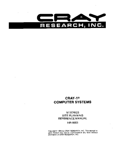 cray HR-0065 M Series Site Planning Ref Man Apr83  cray CRAY-1 HR-0065_M_Series_Site_Planning_Ref_Man_Apr83.pdf
