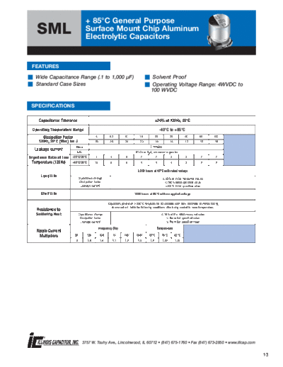 Illinois [SMD] SML series  . Electronic Components Datasheets Passive components capacitors Illinois illinois [SMD] SML series.pdf