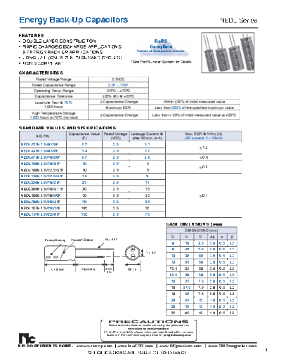 NIC [double-layer radial] NEDL Series  . Electronic Components Datasheets Passive components capacitors NIC NIC [double-layer radial] NEDL Series.pdf