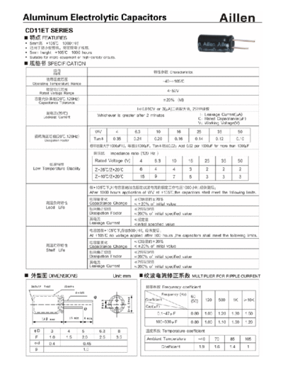 Aillen [radial thru-hole] CD11ET Series  . Electronic Components Datasheets Passive components capacitors Aillen Aillen [radial thru-hole] CD11ET Series.pdf
