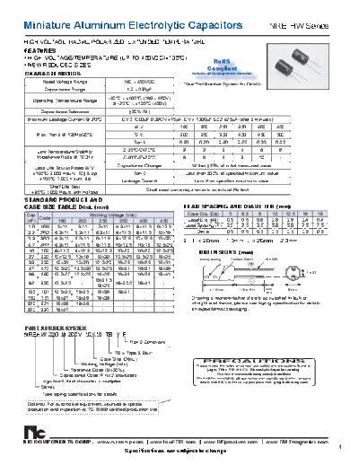NIC [radial thru-hole] NREHW Series  . Electronic Components Datasheets Passive components capacitors NIC NIC [radial thru-hole] NREHW Series.pdf