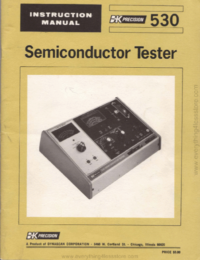 B&K bk model 530 semiconductor tester  . Rare and Ancient Equipment B&K bk_model_530_semiconductor_tester.pdf