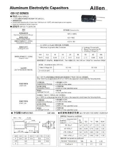 Aillen [radial thru-hole] CD11Z Series  . Electronic Components Datasheets Passive components capacitors Aillen Aillen [radial thru-hole] CD11Z Series.pdf
