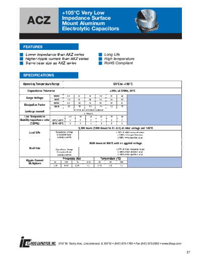 Illinois [SMD] ACZ series  . Electronic Components Datasheets Passive components capacitors Illinois illinois [SMD] ACZ series.pdf