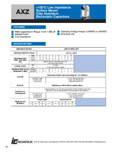 Illinois [SMD] AXZ series  . Electronic Components Datasheets Passive components capacitors Illinois illinois [SMD] AXZ series.pdf