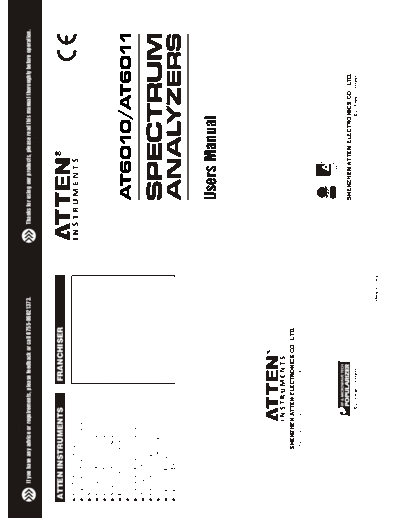 ATTEN INSTRUMENTS atten instruments at6010 at6011 1ghz spectrum analyser 2006 usr  ATTEN INSTRUMENTS AT6011 atten_instruments_at6010_at6011_1ghz_spectrum_analyser_2006_usr.pdf