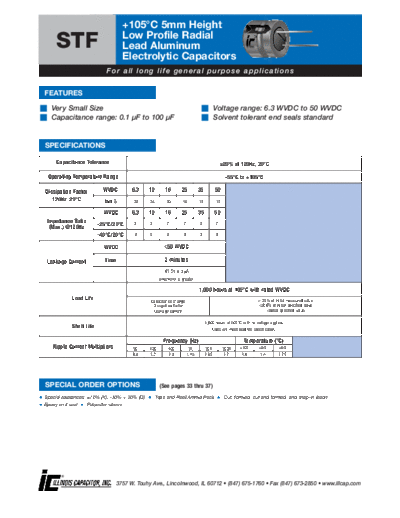 Illinois [radial thru-hole] STF series  . Electronic Components Datasheets Passive components capacitors Illinois illinois [radial thru-hole] STF series.pdf