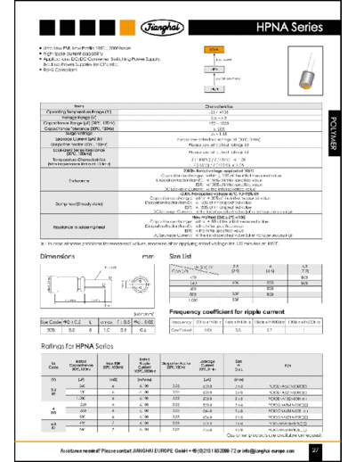 Jianghai [polymer thru-hole] HPNA Series  . Electronic Components Datasheets Passive components capacitors Jianghai Jianghai [polymer thru-hole] HPNA Series.pdf