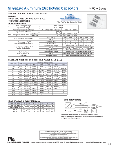 NIC [radial thru-hole] NREH Series  . Electronic Components Datasheets Passive components capacitors NIC NIC [radial thru-hole] NREH Series.pdf